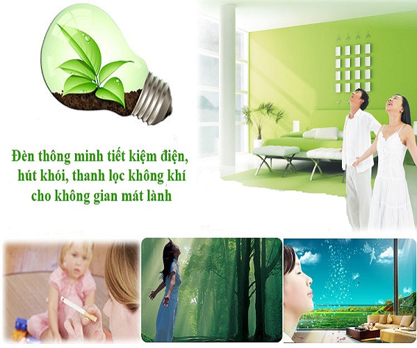 Đèn LED siêu tiết kiệm điện kiêm chức năng lọc, làm sạch không khí GREENLED-PURE