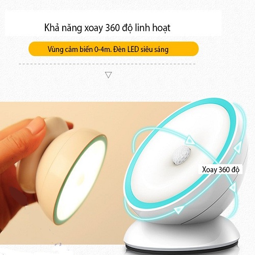 Đèn led đêm, đèn ngủ tự bật tắt, đế giữ nam châm xoay AHD-1703/C
