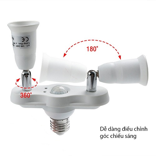 Đui đèn đôi cảm biến chuyển động hồng ngoại HM-LHPIR12