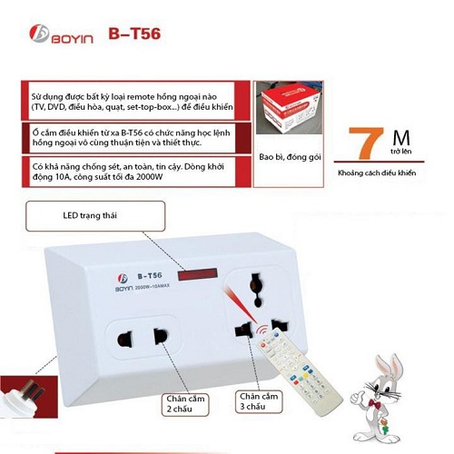 Ổ cắm điều khiển từ xa học lệnh hồng ngoại IR BOYIN B-T56