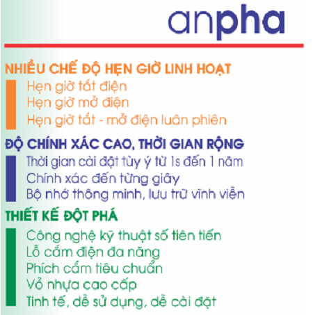 Ổ CẮM HẸN GIỜ TOÀN THỜI GIAN ANPHA FULL TIMER APFT-9000