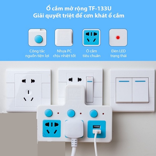 Ổ CẮM MỞ RỘNG USB TF-133U