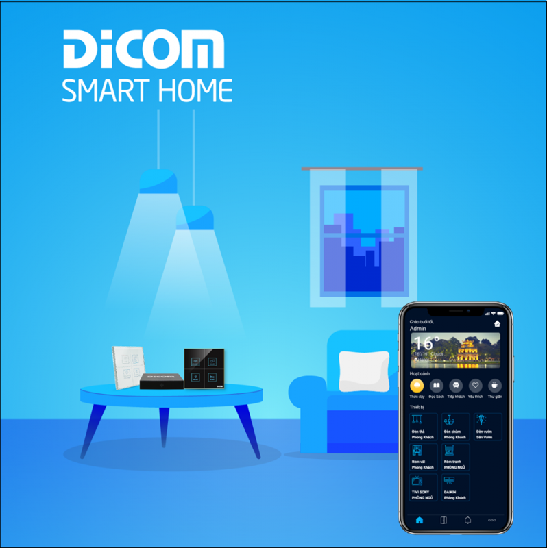 Phân phối CÔNG TẮC CẢM ỨNG DICOM HCN NGANG 4 NÚT
