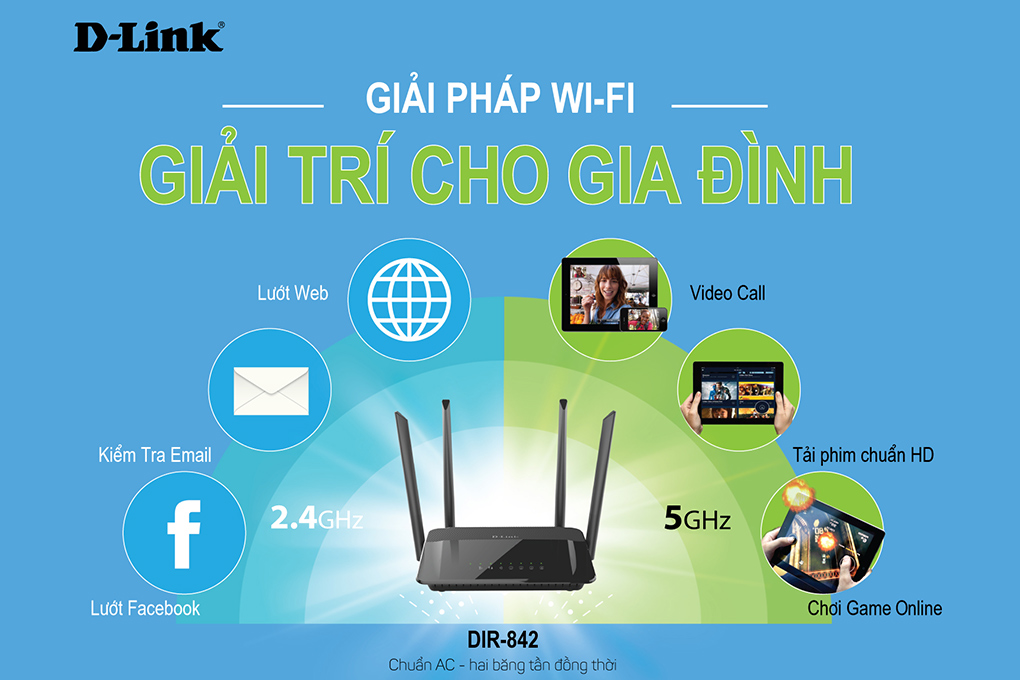 Nơi bán BỘ PHÁT WIFI D-LINK BĂNG TẦN KÉP DIR-842 giá rẻ