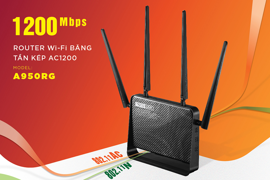Đại lý phân phối Bộ Phát Wifi Totolink A950RG AC1200 chính hãng