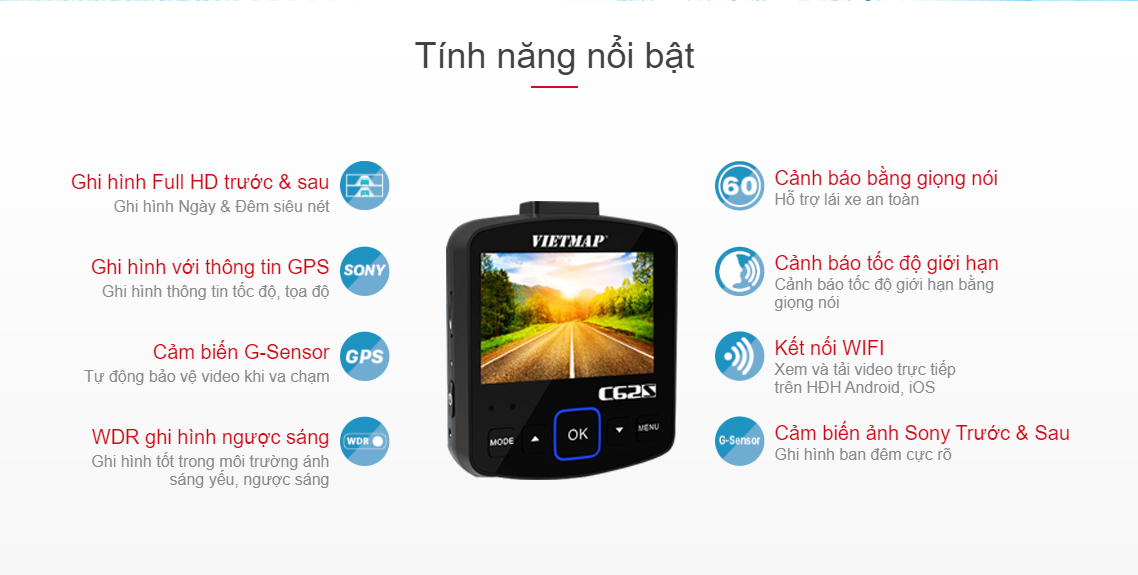 Tính năng Camera hành trình VietMap C62S