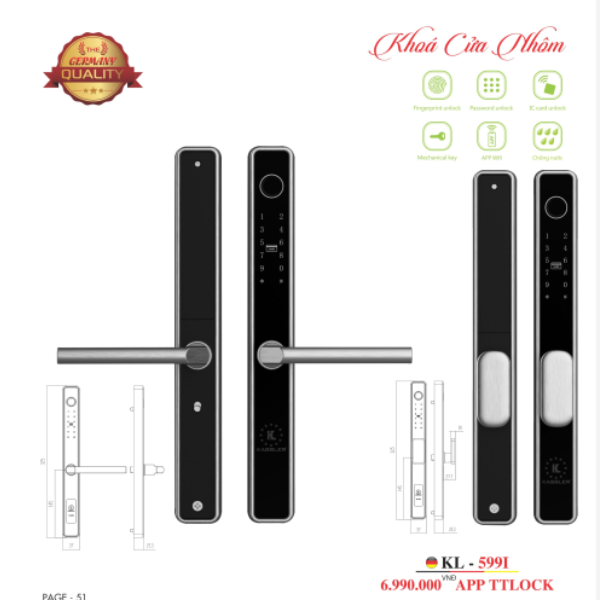 Khóa Kassler KL-599I APP TTLOCK nhiều tính năng