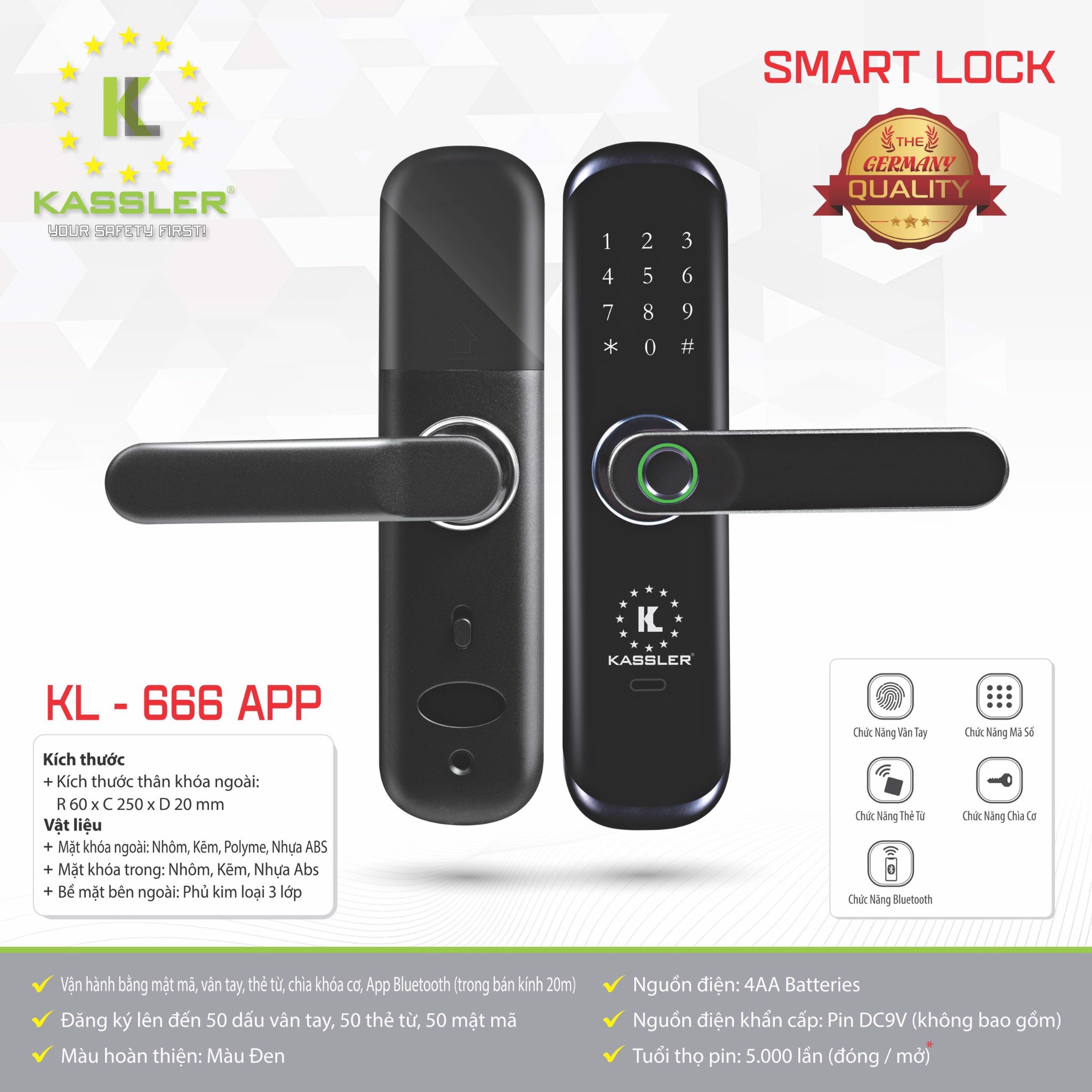 Thông số về khóa Kassler KL-666 APP