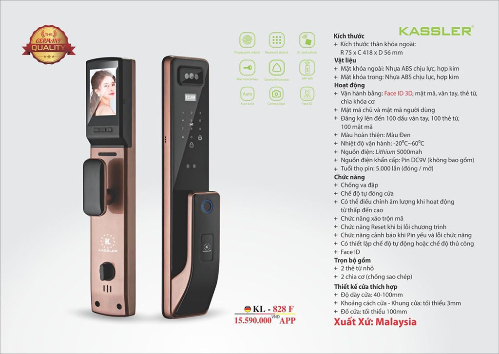 Thông tin về khóa Kassler KL-828 F 