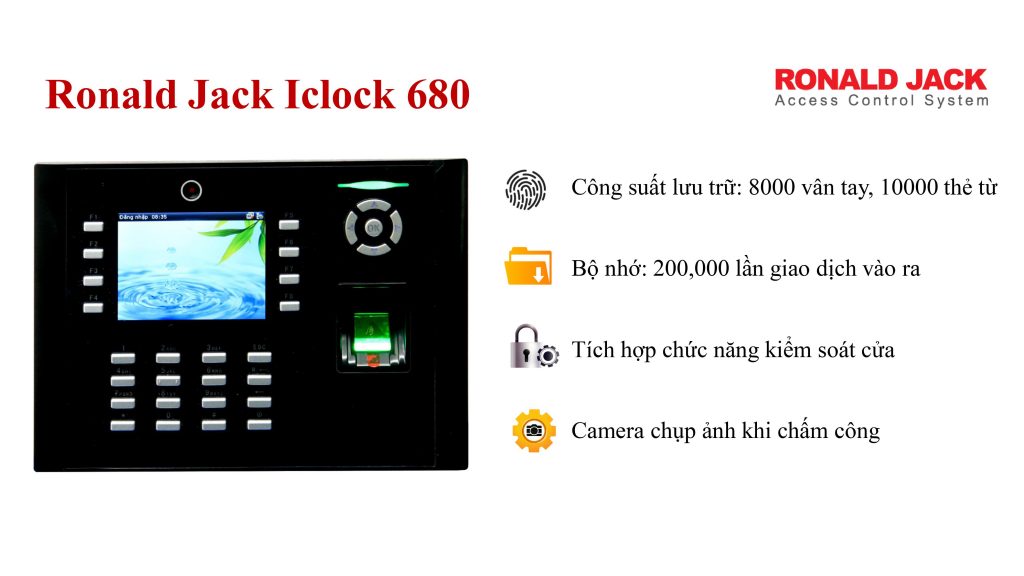 đại lý phân phối MÁY CHẤM CÔNG VÂN TAY RONALD JACK ICLOCK 680