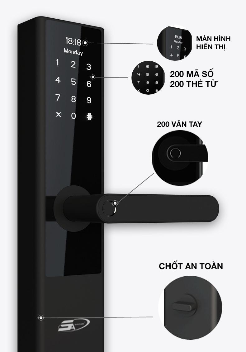 phân phối KHOÁ CỬA VÂN TAY 5ASYSTEMS 5A TS2000 PLUS