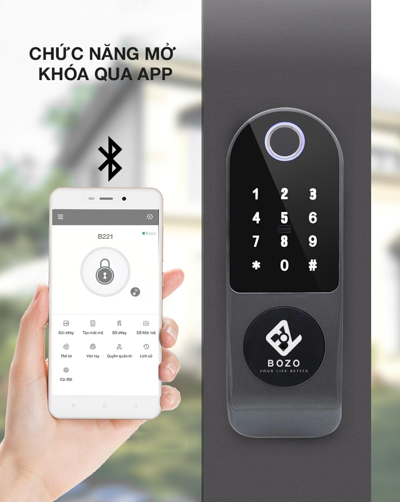 Lắp đặt Khóa cửa cổng vân tay 2 mặt BOZO B221 Dual Plus