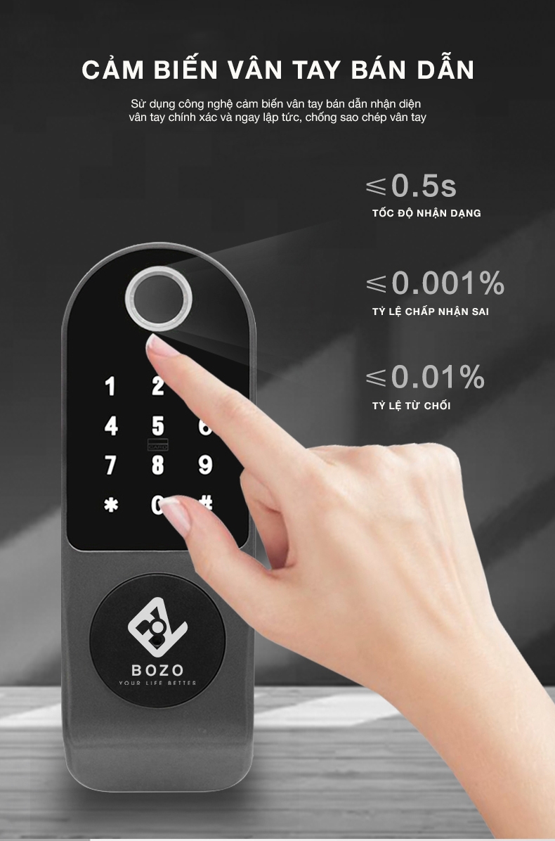 Lắp đặt Khóa cửa cổng vân tay 1 mặt BOZO B221 Plus
