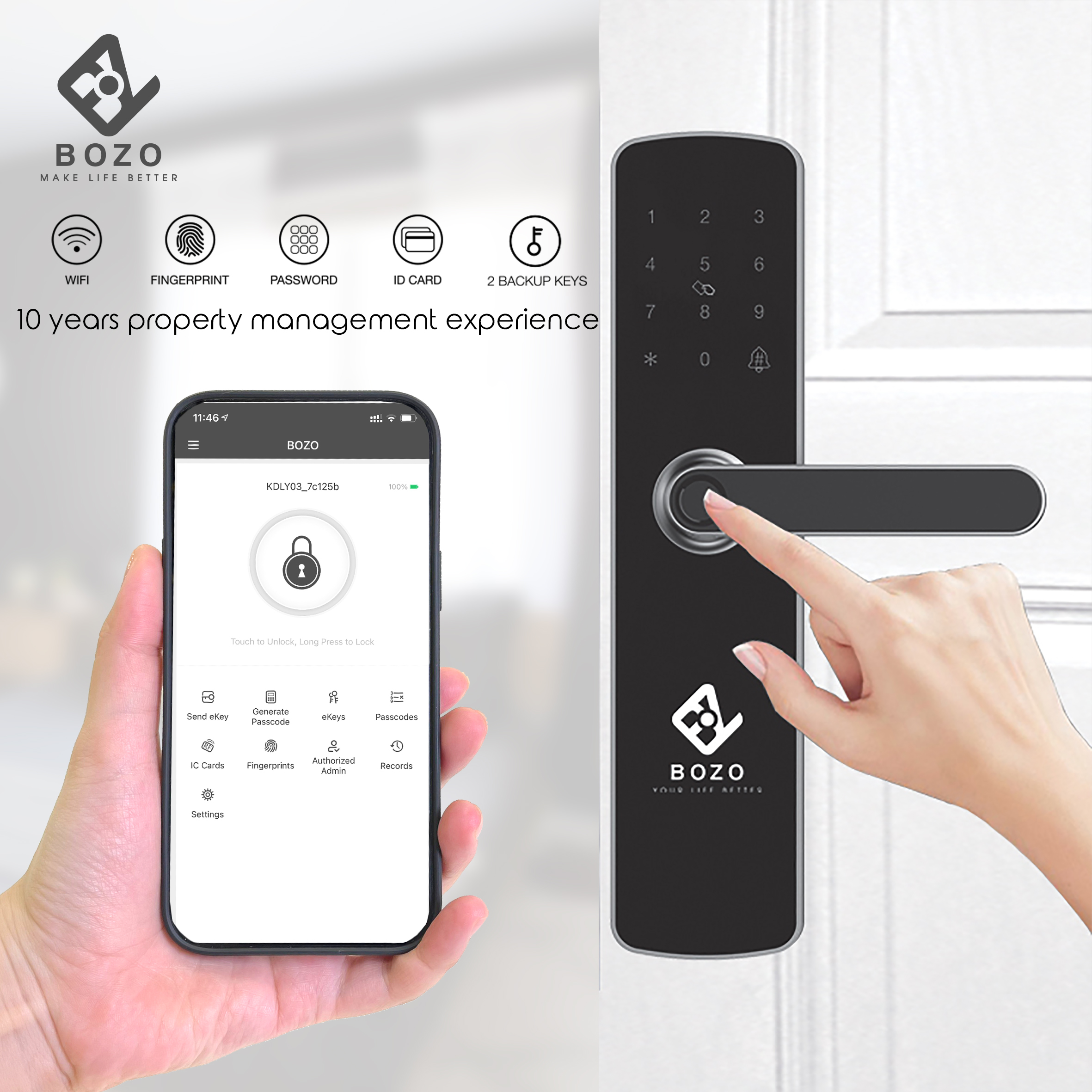 Bán khóa cửa gỗ vân tay BOZO J301