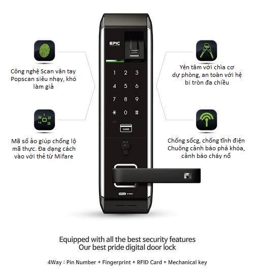 Dịch vụ lắp đặt khóa cửa điện tử Epic EF 8000L