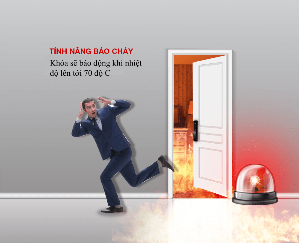Tính năng báo cháy của khóa điện tử Epic EF P8800K
