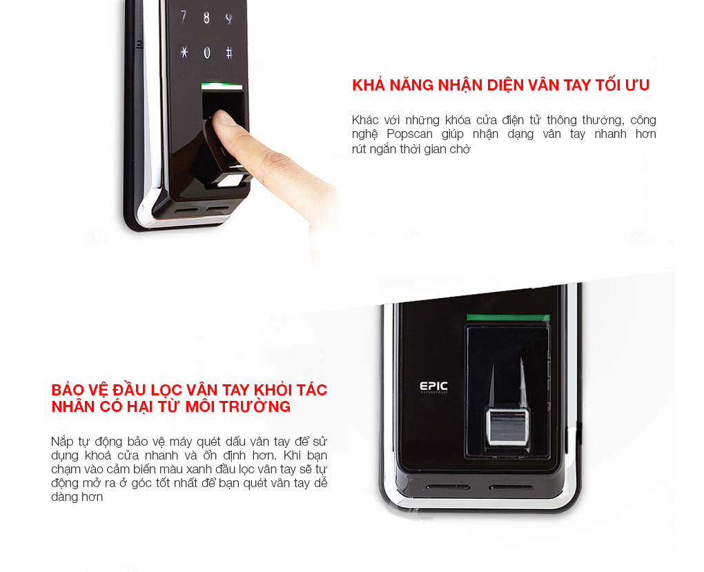 Lắp đặt Khóa cửa điện tử Epic Popscan H (Chốt Móc)