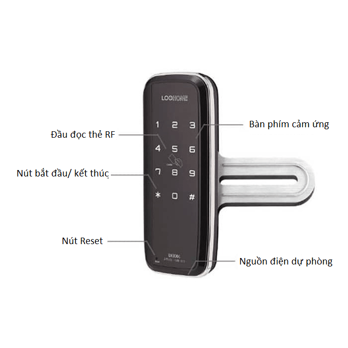 Bán khóa cửa kính Evernet LH300-GS