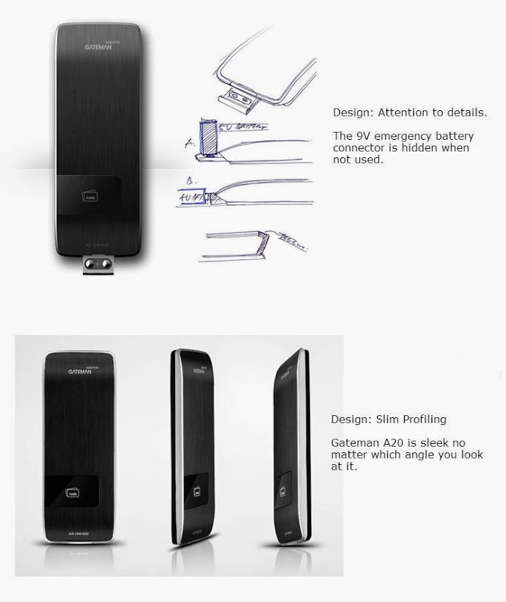 Bán khóa cửa điện tử không tay cầm Gateman A20 tại Hà Nội