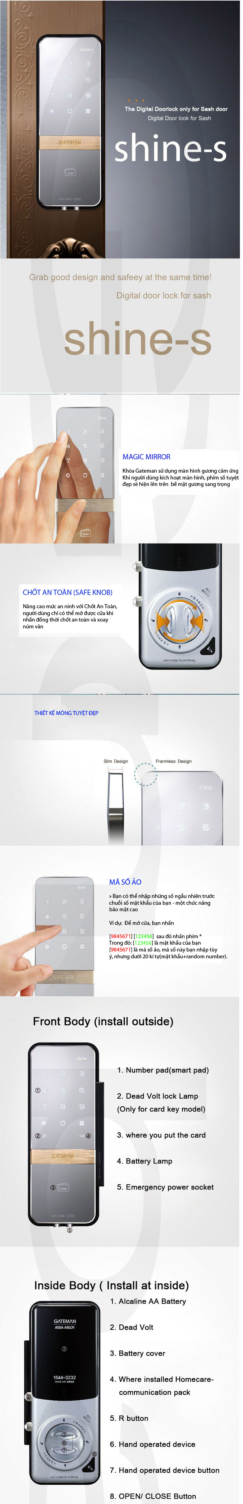 Bán khóa cửa điện tử Gateman Shine S
