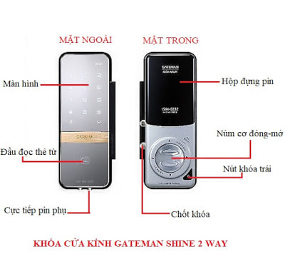 Bán khóa cửa kính Gateman shine 2 way