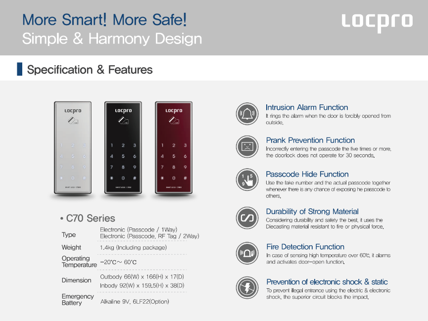 Bán khóa cửa điện tử Locpro C70