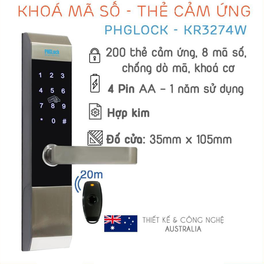 Khóa cửa điện tử PHGLock KR3274 chính hãng