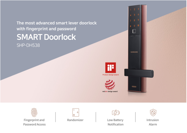 Phân phối KHÓA CỬA VÂN TAY SAMSUNG SHP-DH538MU/EN (XÁM ĐEN)