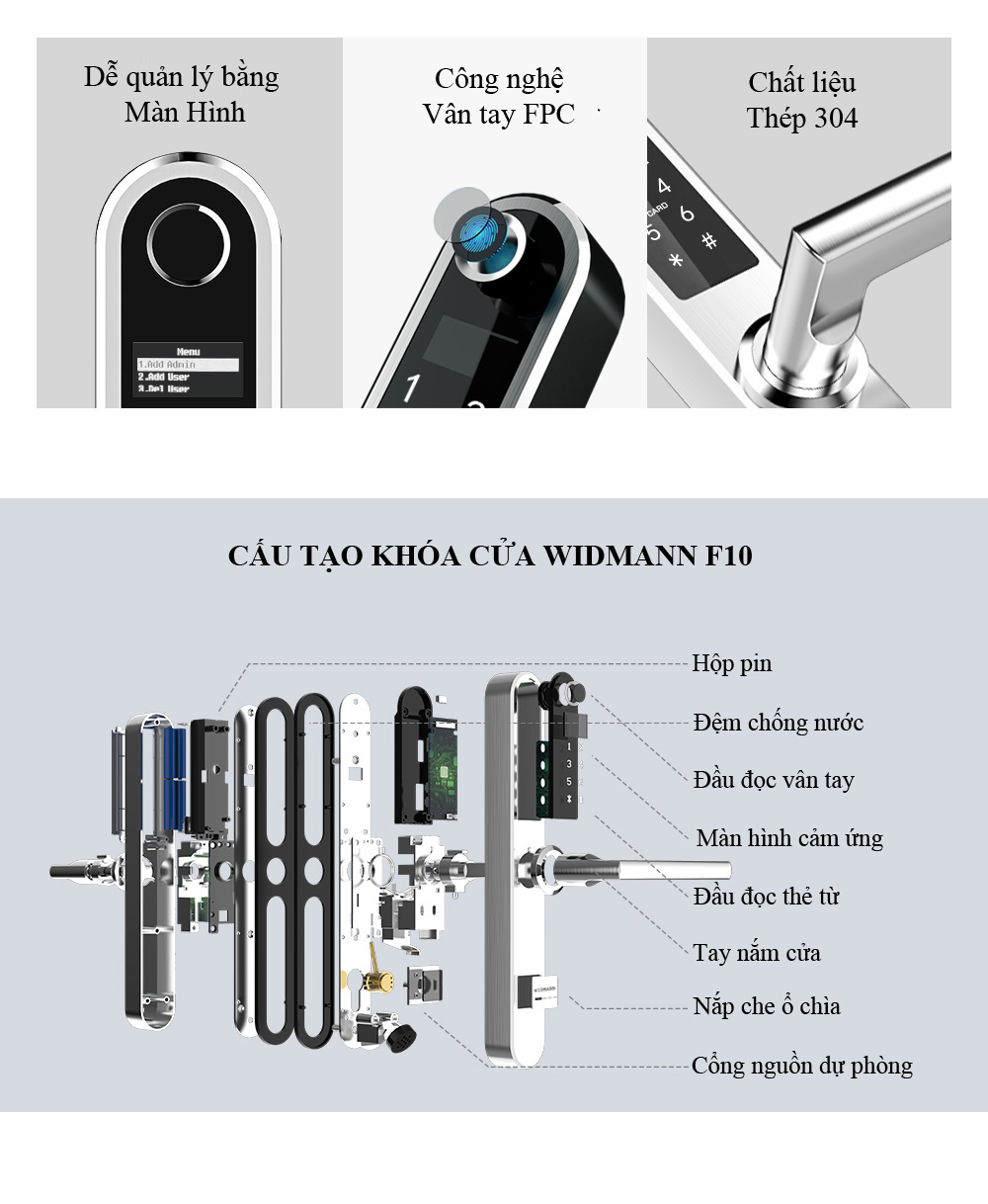 Bán khóa cửa nhôm Widmann F10 tại Hà Nội