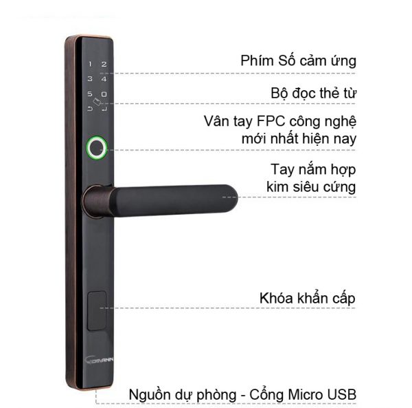Bán khóa cửa nhôm Widmann F11 wifi