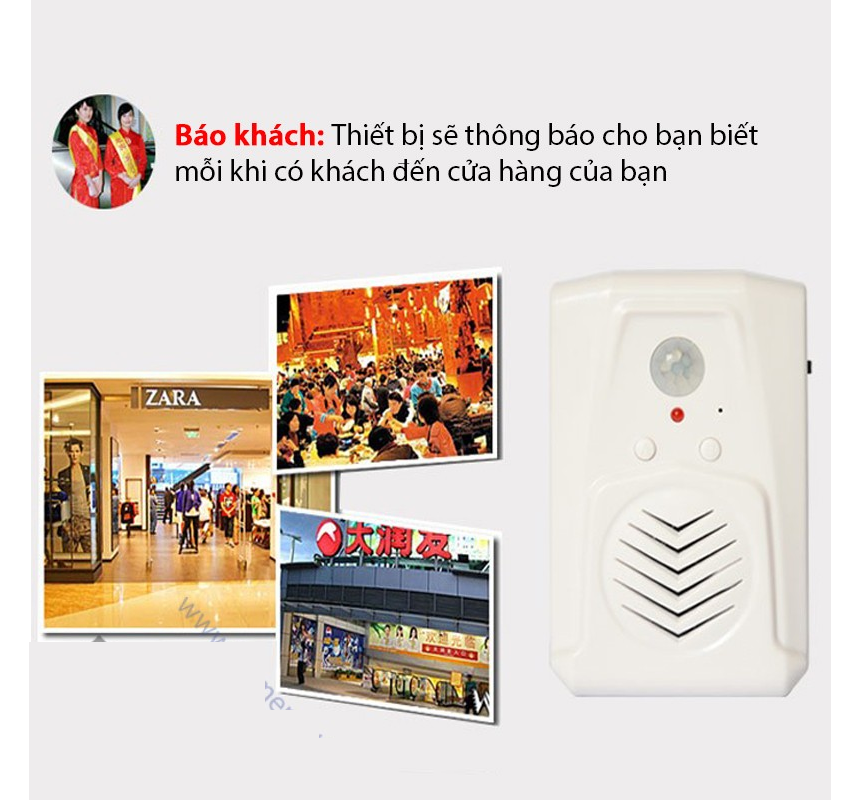 Địa chỉ bán CHUÔNG BÁO KHÁCH PHÁT NHẠC HỖ TRỢ TIẾNG VIỆT MSPIR01 giá rẻ