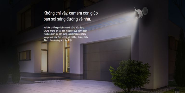 Nhận diện tự đổng mở đèn led khi về nhà camera C3W color night vision pro 4mp