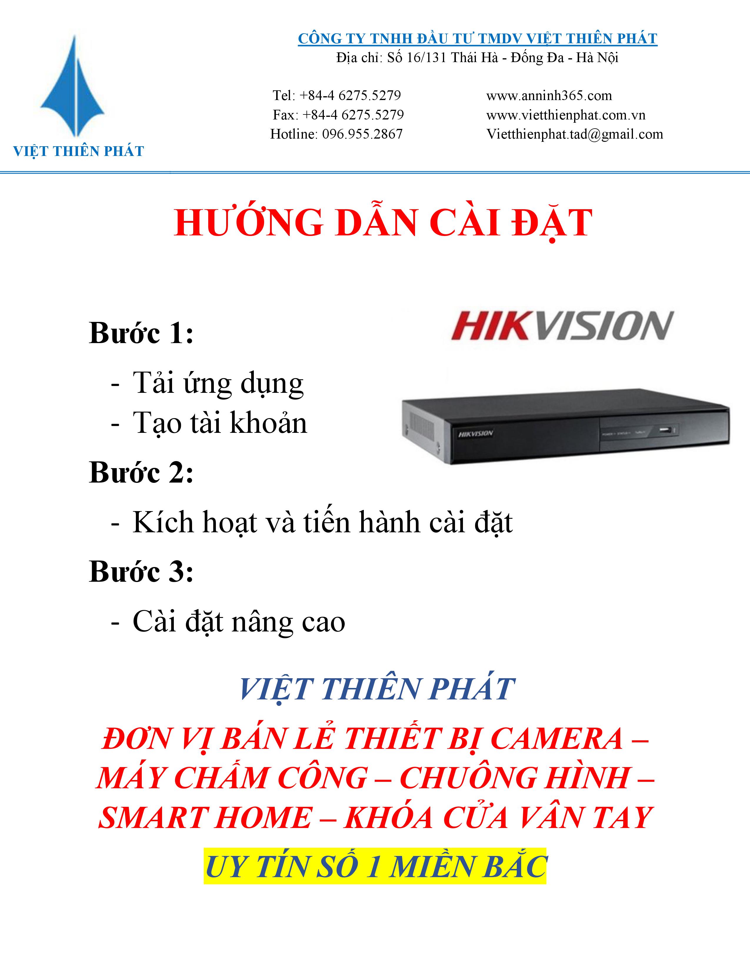 hướng dẫn cài đặt đầu ghi hik