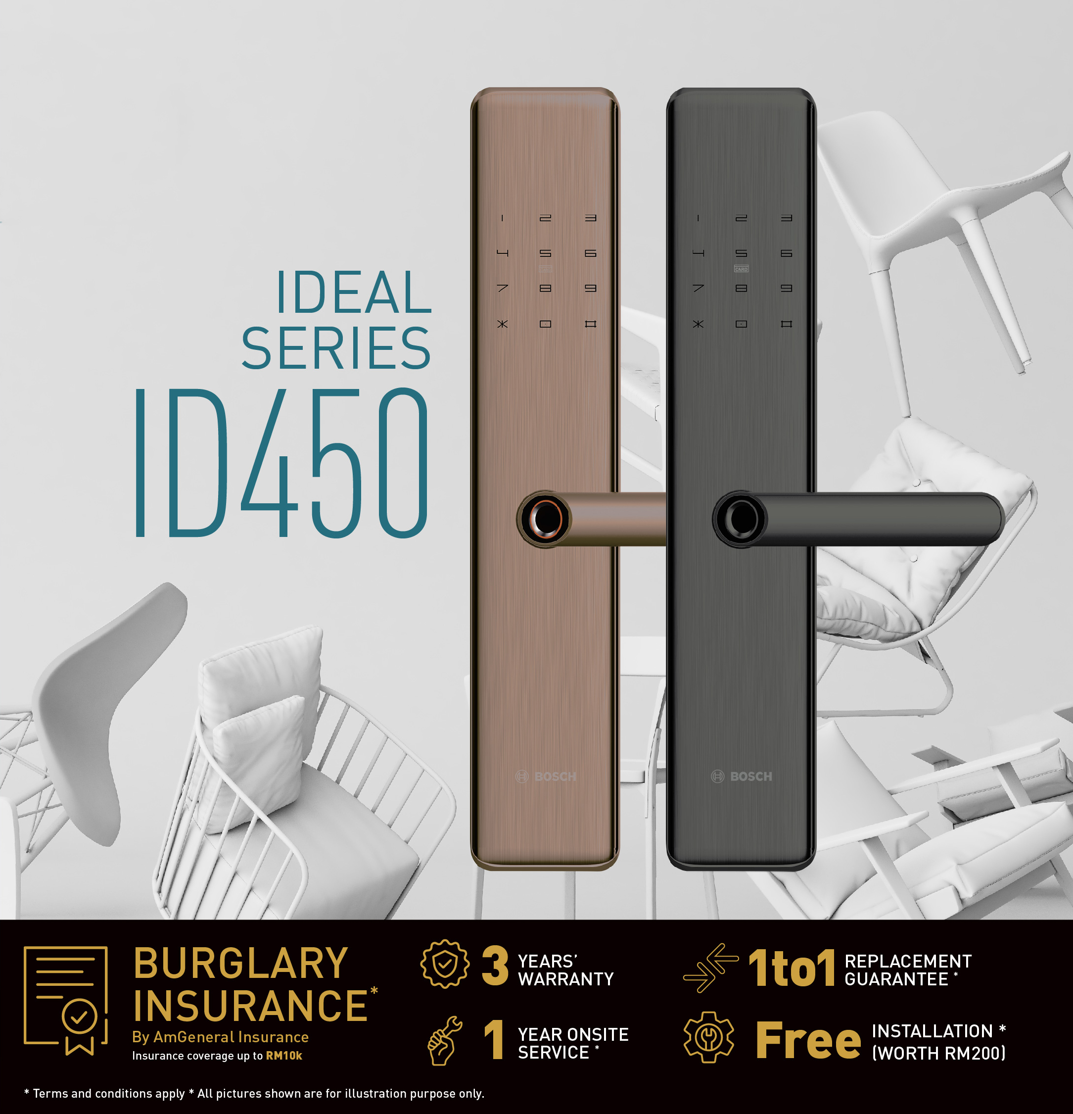 KHÓA CỬA ĐIỆN TỬ BOSCH ID450 CHÍNH HÃNG GIÁ RẺ