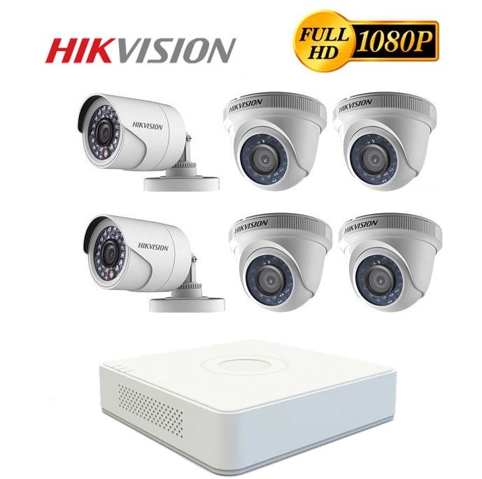 Bộ 6 camera 2.0Mp Hikvision (Trong Nhà Hoặc Ngoài Trời) chính hãng