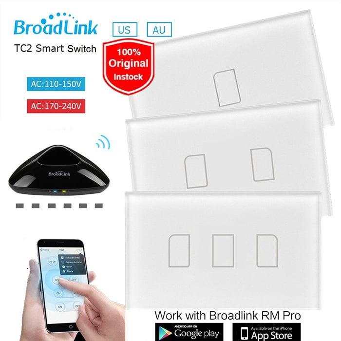 Đại lý phân phối CÔNG TẮC CẢM ỨNG ĐIỀU KHIỂN TỪ XA BROADLINK TC2