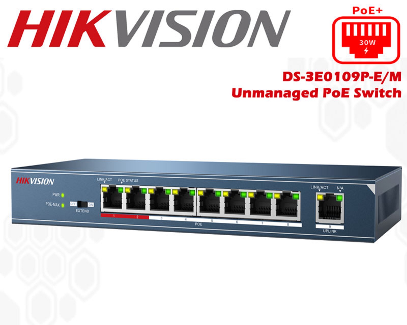 Đại lý phân phối SWITCH POE 8 CỔNG HIKVISION DS-3E0109P-E/M