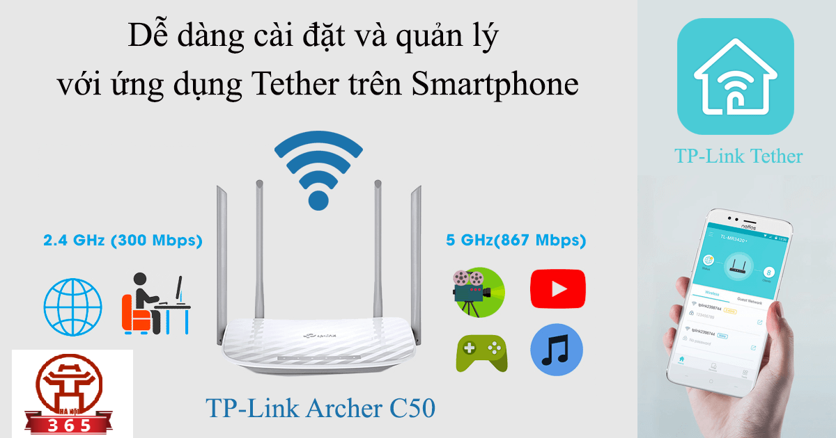 Địa chỉ bán BỘ PHÁT WIFI TP-LINK AC1200 (ARCHER C50) giá rẻ