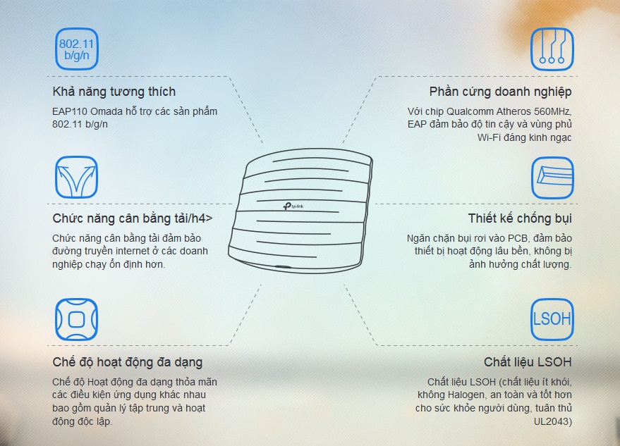 Đại lý phân phối ACCESS POINT GẮN TRẦN WI-FI TP-LINK EAP110