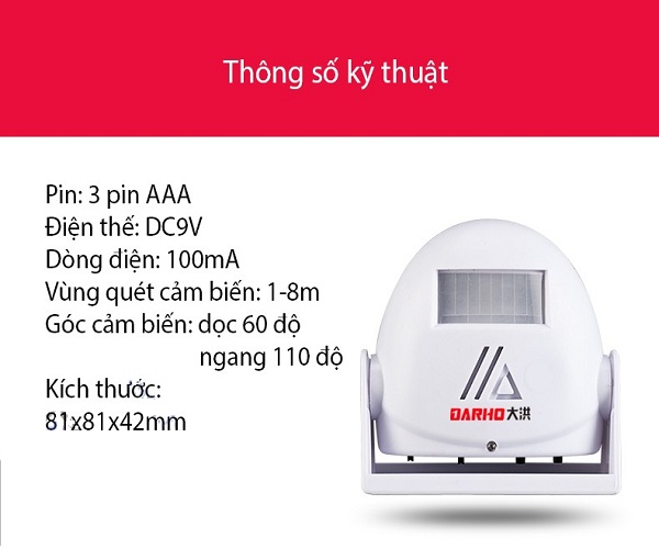 Chuông báo khách báo trộm cảm ứng chuyển động có remote 9915IR