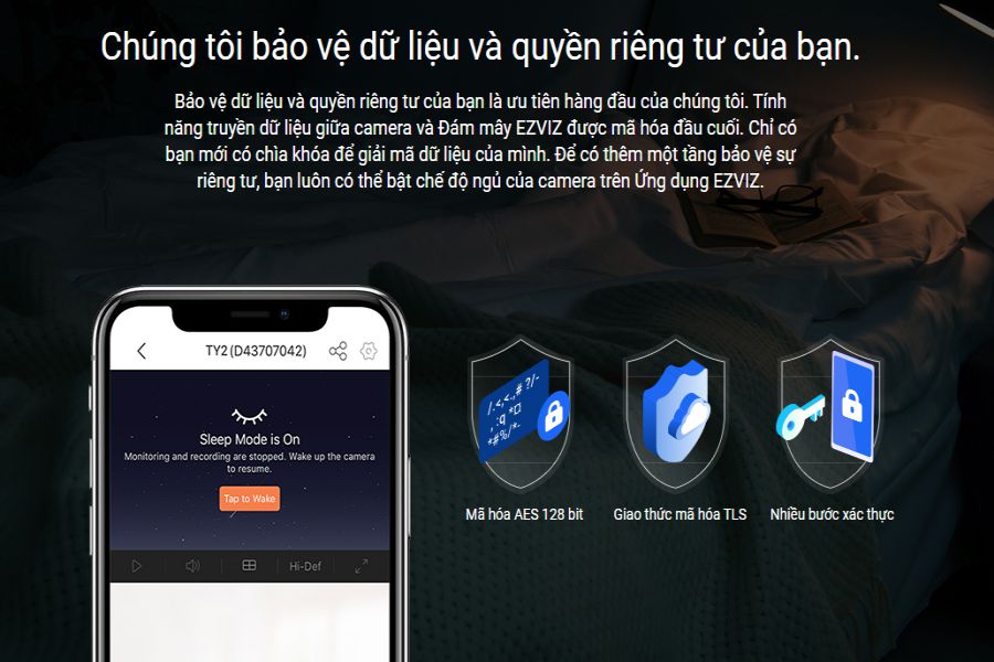 bảo vệ dữ liệu của thiết bị camera Ezviz CS-TY2-B0-1G2WF