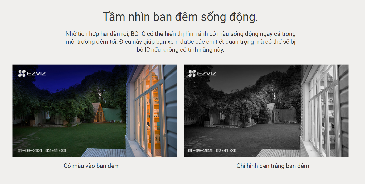 Camera chạy Pin Ezviz BC1C tầm nhìn ban đêm sống động