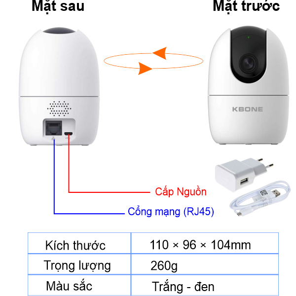 Sửa chữa, lắp đặt Camera IP Wifi KBONE KN-H21PW