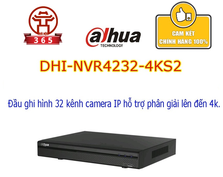 Phân phối ĐẦU GHI HÌNH 32 KÊNH DAHUA DHI-NVR4232-4KS2