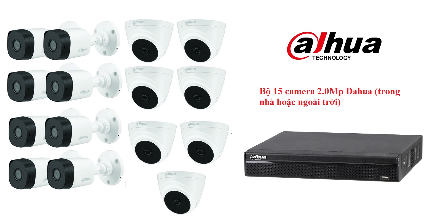 địa chỉ bán BỘ 15 CAMERA 2.0MP DAHUA (TRONG NHÀ HOẶC NGOÀI TRỜI) uy tín