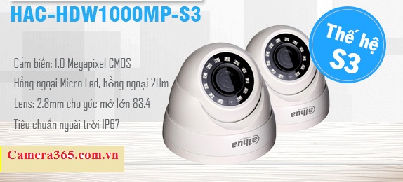 CAMERA HDCVI 1MP DAHUA HAC-HDW1000MP-S3 chính hãng giá rẻ
