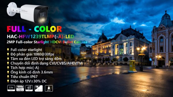 Lắp đặt CAMERA HDCVI 2MP FULL COLOR DAHUA DH-HAC-HFW1239TLMP-A-LED giá rẻ