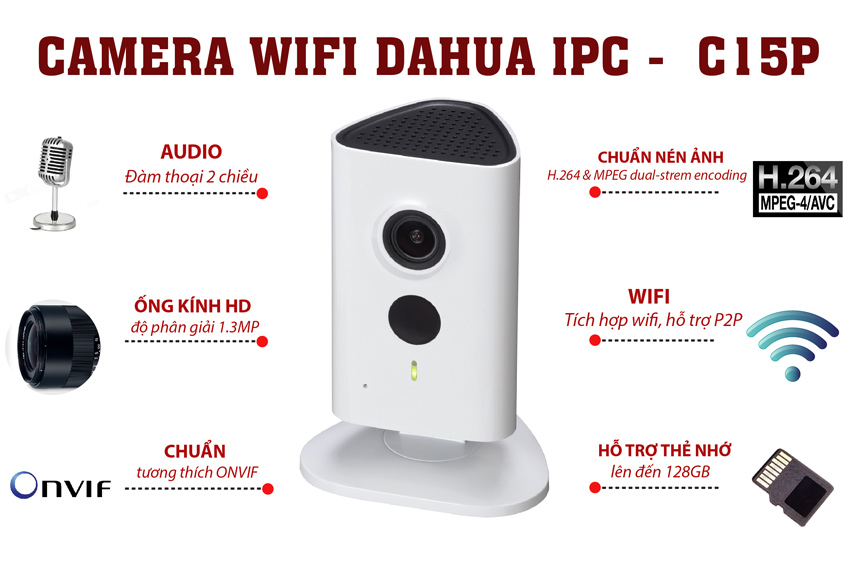 Bán CAMERA IP WIFI 1.3MP DAHUA DH-IPC-C15P giá rẻ
