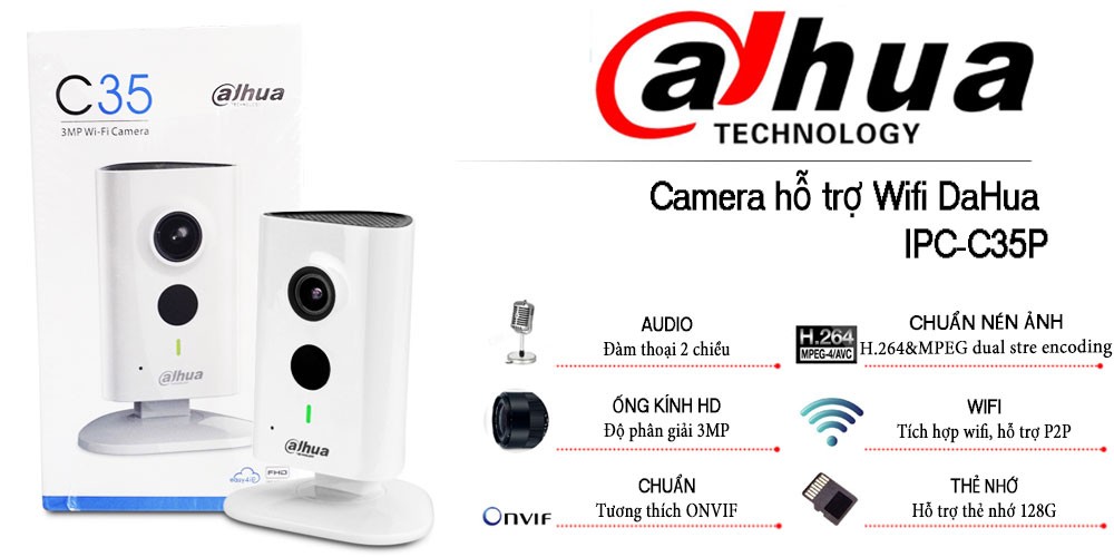 Phân phối CAMERA IP WIFI 3.0MP DAHUA DH-IPC-C35P
