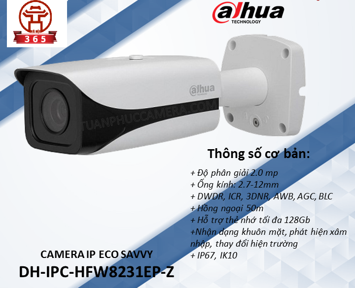Phân phối CAMERA IP 2.0MP DAHUA DH-IPC-HFW8231EP-Z